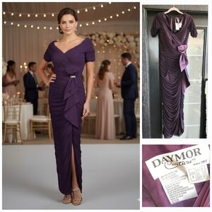 Purple Flutter‎ Sleeve V-Neck Maxi Gown